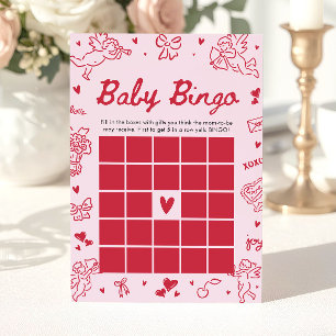 Invitation Jeu de baby shower Bébé Bingo Saint-Valentin dessi