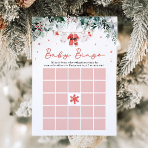 Invitation Jeu de baby shower Bingo Santa Baby Red Christmas