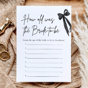 Invitation Jeu de Baby Shower Black Bow Quel âge avait la mar
