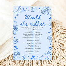 Jeu de Baby Shower Blue Hand Drawn "Would She Rath