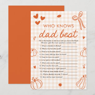Invitation Jeu de Baby Shower Citrouille d'Automne Qui Connaî
