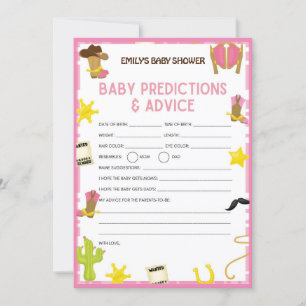 Invitation Jeu de Baby shower Cowgirl - Nom modifiable, taill