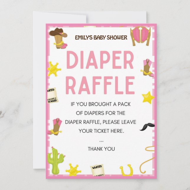 Invitation Jeu de Baby shower Cowgirl - Nom modifiable, taill (Devant)