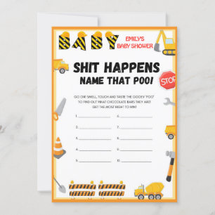 Invitation Jeu de Baby shower de construction - Nom modifiabl