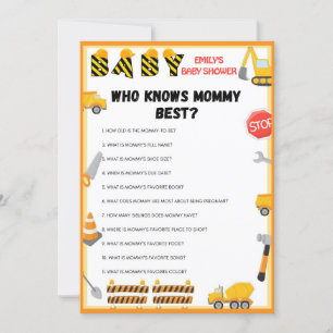 Invitation Jeu de Baby shower de construction - Nom modifiabl