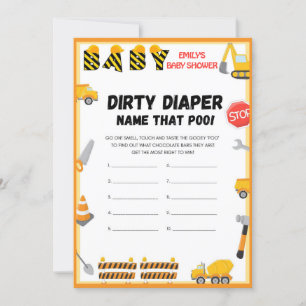 Invitation Jeu de Baby shower de construction - Nom modifiabl