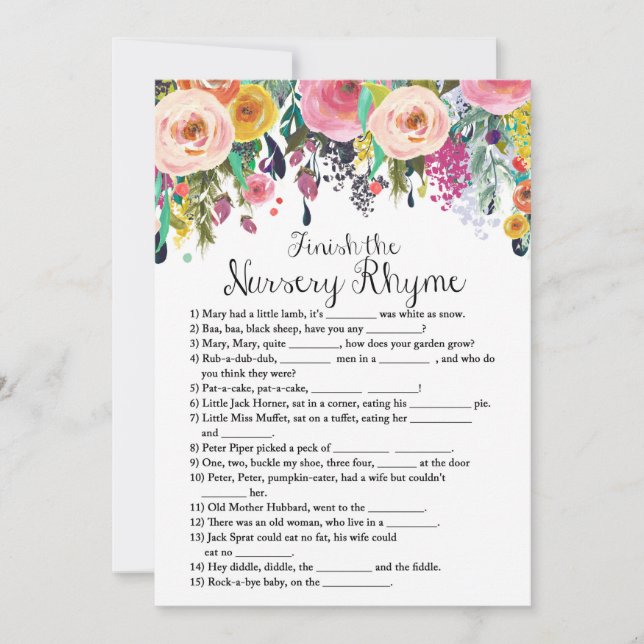 Invitation Jeu de Baby shower de jardin avec réponse retour t (Devant)