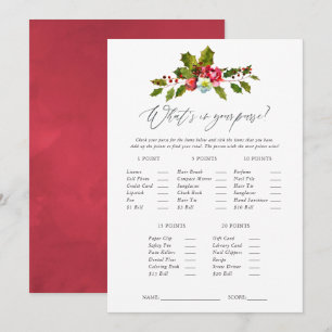 Invitation Jeu de baby shower de Noël floral holly mariage