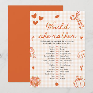 Invitation Jeu de Baby Shower "Fall Hand Drawn" : Préférerait