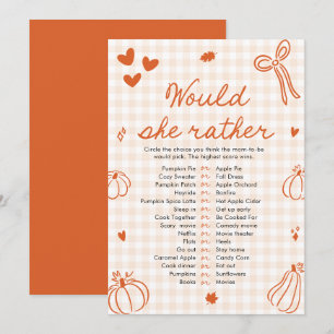 Invitation Jeu de baby shower « Fall Pumpkin Would She Rather