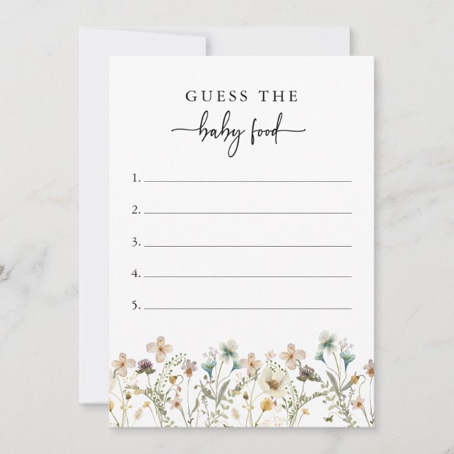 Invitation Jeu de Baby shower floral (Devant)