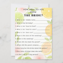 Jeu de Baby Shower Floral Citronné pour une Mariée