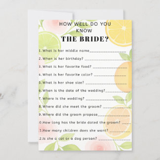 Invitation Jeu de Baby Shower Floral Citronné pour une Mariée
