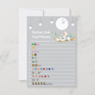 Invitation Jeu de Baby shower Koala couché Emoji Pictionary