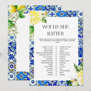 Invitation Jeu de Baby Shower Mariage Carrelage Bleu Citron
