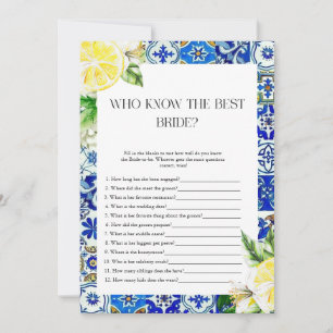 Invitation Jeu de Baby Shower Mariage Carrelage Bleu Citron