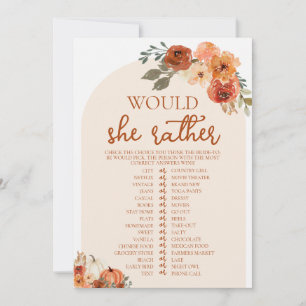 Invitation Jeu de Baby Shower Mariage Citrouille d'Automne 'W
