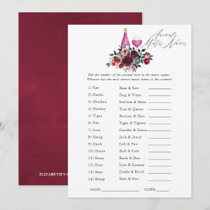 Invitation Jeu de baby shower mariage dégustation de vin bord