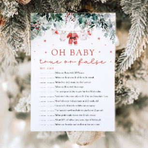 Invitation Jeu de Baby Shower 'Noël Oh Bébé Vrai ou Faux'