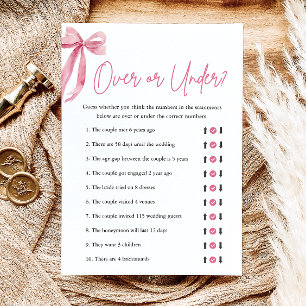 Invitation Jeu de Baby Shower 'Nœud Rose Élégant Au-Dessus ou