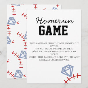 Invitation Jeu de Baby Shower Pailleté Homerun Baseball Sport