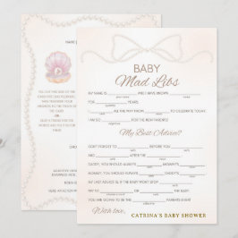 Invitation Jeu de Baby Shower Perle - Nom éditable, 5x7