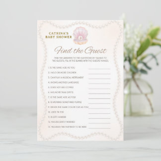 Invitation Jeu de Baby Shower Perle - Nom éditable, 5x7