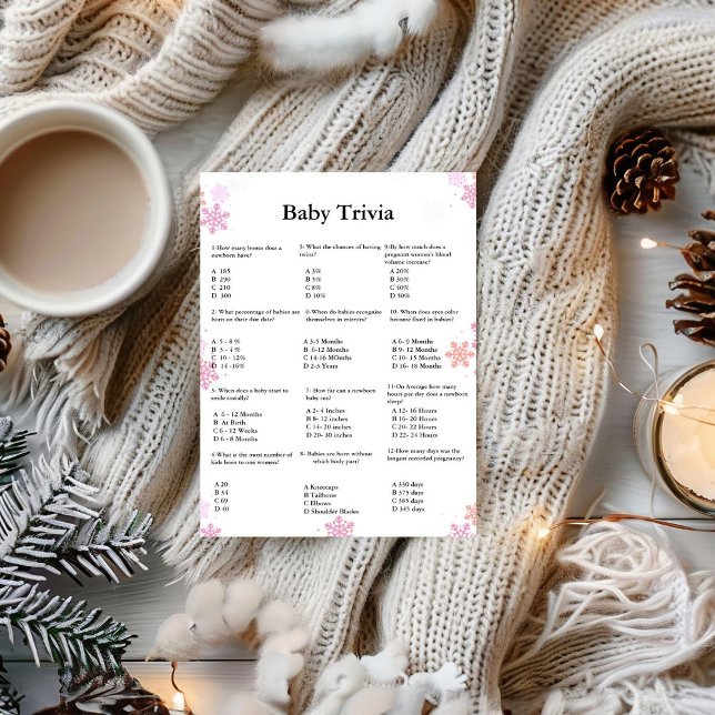 Invitation Jeu de baby shower pour bébé d'hiver trivia (Créateur téléchargé)