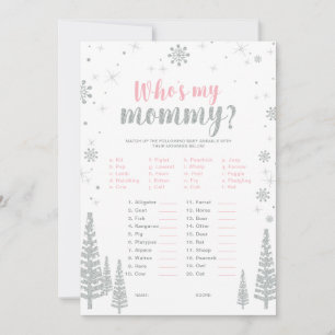 Invitation Jeu de Baby shower Silver & Pink Winter Wonderland