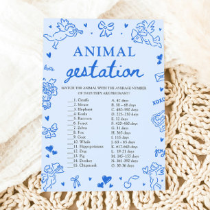 Invitation Jeu de Baby Shower sur la gestation des animaux Bl