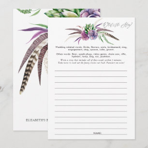 Invitation Jeu de Baby Shower sur les Succulentes Mystiques