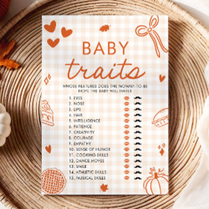 Invitation Jeu de baby shower sur les traits de bébé dessinés
