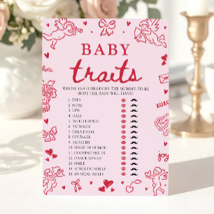 Invitation Jeu de baby shower Traits de bébé Saint-Valentin r
