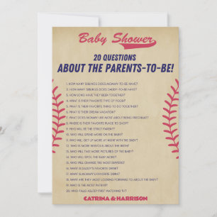 Invitation Jeu de Baby Shower Vintage Baseball - Nom éditable