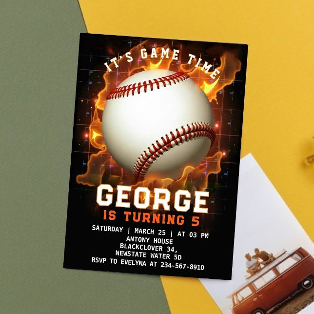Invitation Jeu de baseball Heure Anniversaire (Baseball Game Party Editable Invitation)
