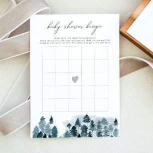 Invitation Jeu de bingo Baby Shower EGRET Rustique Hiver Piné