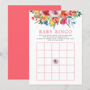 Invitation Jeu de bingo Baby Shower Fleurs Florales Fleur Sau