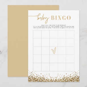Invitation Jeu de bingo Baby Shower REGINA Yellow Gold Sequin