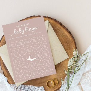 Invitation Jeu de bingo bébé rose rustique pour trouver l'inv