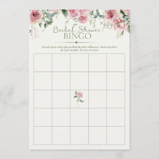 Invitation Jeu de Bingo Cadeau de Mariage | fleur