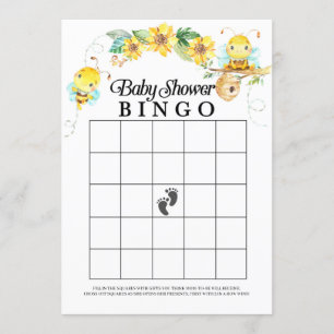 Invitation Jeu de Bingo de Baby shower d'abeilles