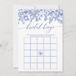 Invitation Jeu de bingo de mariage floral bleu poussiéreux po