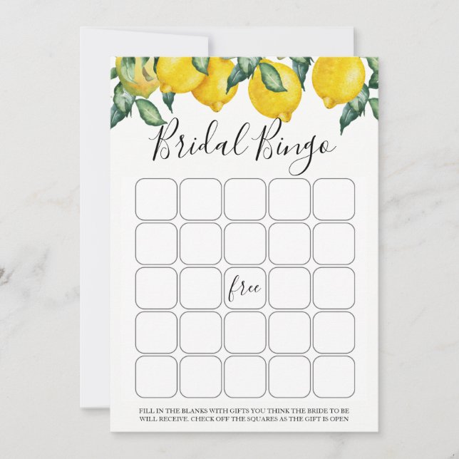 Invitation Jeu de bingo de mariée aux citrons (Devant)