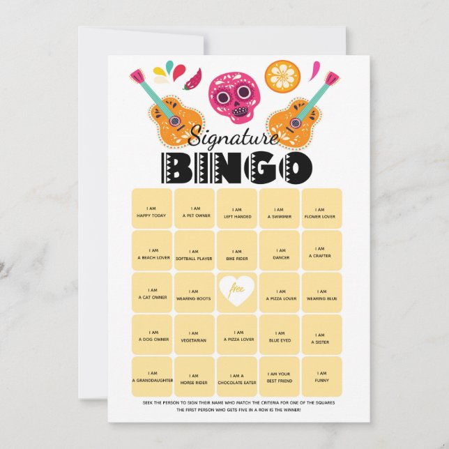 Invitation Jeu de bingo Fête d'anniversaire fiesta (Devant)