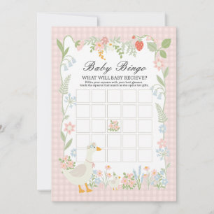 Invitation Jeu de bingo floral à carreaux pour bébé - Oie Sil