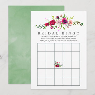 Invitation Jeu de bingo floral pour une douche de mariée d'au