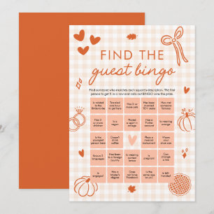 Invitation Jeu de bingo « Trouvez l'invité » à carreaux orang