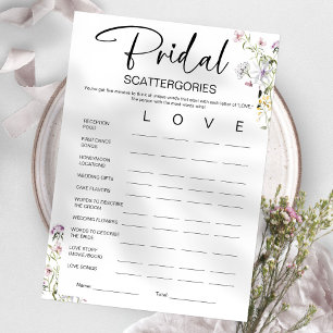 Invitation Jeu de Bridal Scattergories pour enterrement de vi