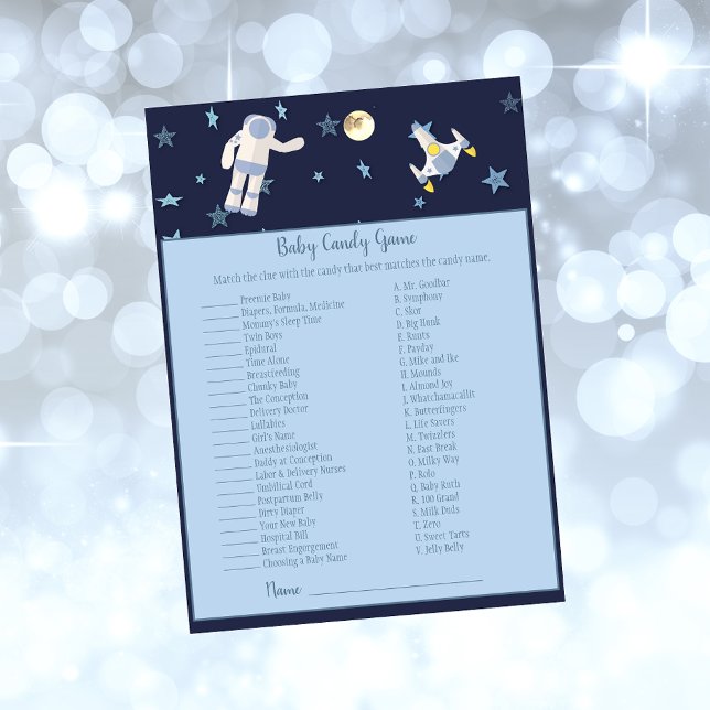 Invitation Jeu de candy pour bébé astronaute de l'espace (Créateur téléchargé)