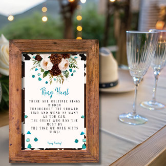 Invitation Jeu de chasse à l'anneau Turquoise Fleurs sauvages